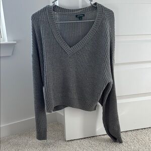 Wild Fable Gray Chunky Knit V-Neck Sweater
